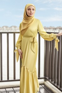 SIPO Abaya ชุดเดรสกระโปรงบานยาวของผู้หญิง,ชุดเดรสกระโปรงผ้าไหมทรงนางเงือกสไตล์ยาวสีล้วนอาบายาแบบเรียบง่ายสำหรับผู้หญิง - Product Image 3