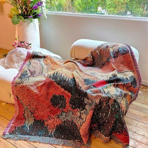 Coperta in Jacquard con Dipinti di Van Gogh e <span class=keywords><strong>Monet</strong></span>, Arazzo Floreale con Papaveri e Cipressi, Copridivano Personalizzato per Decorazioni Festive - Product Image 3