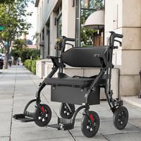 Déambulateur en aluminium Mateside avec siège réglable en hauteur Roues de 10 pouces Aide à la mobilité légère pour adultes âgés