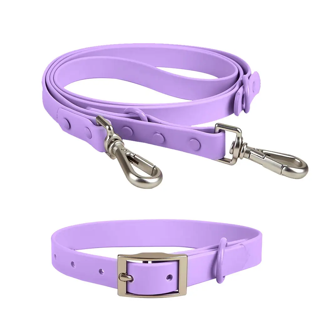 Wholesale Waterproof Puppy Dog Lead Custom Adjustable PVC Dog Collar Leash Set For Small Medium Large Dogs With Metal Buckle