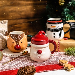 Novedad de Navidad 2026: Taza de Café 3D de Cerámica Personalizable con Diseño de Papá Noel y Muñeco de Nieve, Ideal para Regalo Navideño Infantil o Cesta de Navidad - Product Image 1