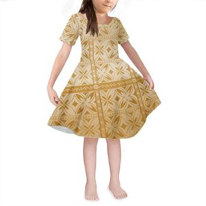 फूलों की पोशाक बच्चों पॉलीनेशियन आदिवासी फिजियान टोंगा सफेद फूल प्रिंट कस्टम प्यारे बच्चों के लिए जन्मदिन की पोशाक - Product Image 3