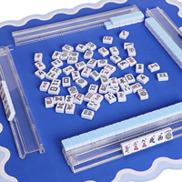Tapis de Mahjong AIBILE Personnalisé de Luxe, Style Moderne, Motif Vague, en Caoutchouc, Bleu Saphir, 31,5x31,5 Pouces, Durable et Portable pour le Divertissement