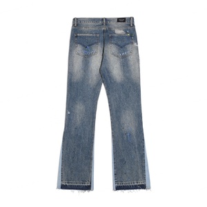 Jeans évasés déchirés en gros, streetwear pour hommes, jeans évasés vintage en patchwork - Product Image 2