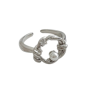 S925 Sterling Silver C Shaped <b>Ring</b> Women Retro Pearl Texture <b>Open</b> <b>Ring</b> Hip Hop Index Finger <b>Ring</b> Trendy Jewelry Gift - Product Image 5