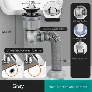 Tubo di Scarico Moderno Bianco in ABS+Acciaio <span class=keywords><strong>Cromato</strong></span> per <span class=keywords><strong>Lavabo</strong></span> Bagno, Garanzia 3 Anni, Anti-Intasamento, Flessibile - Product Image 5