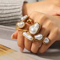 Bijoux tendance de luxe Woying, bagues en perles baroques pour femmes, vintage, personnalisées, en acier inoxydable, plaquées or véritable 18 carats, design de créateur
