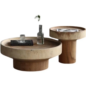 Sgabello rotondo in legno massello pieno sgabello basso decorazione artistica tavolini accanto al soggiorno nel nord europa - Product Image 5