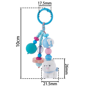 Porte-clés en peluche Mini chien, breloque en acrylique, fil de coton, alliage, forme 3D, pendentif pour sac à dos, cadeau Hiver 2025 - Product Image 2