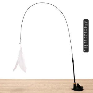 Jouets pour <span class=keywords><strong>chat</strong></span> écologiques vente en gros bâton de taquinerie en plastique anti-morsure durable avec tête remplaçable à longue barre à ventouse puissante - Product Image 6