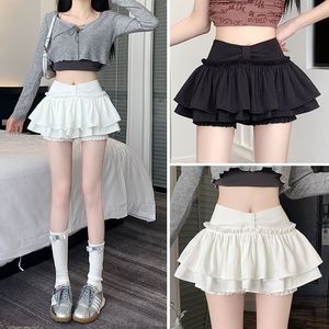 High Waist Women's White Satin A-Line Cake Skirt Solid Color Anti-Exposure Mini Skirt - Product Image 2