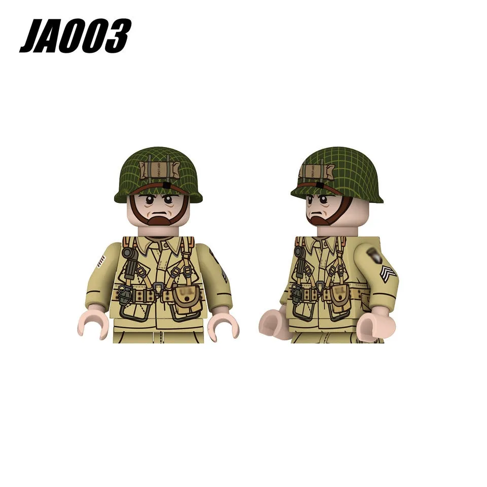 JA003-008 WW2 Sĩ Quan Người Lính Quân Đội Quân Đội Hạt Nhỏ Thông Minh Đồ Chơi Xây Dựng Khối Hành Động Mini Khối Đồ Chơi
