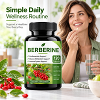 Capsules de berbérine, complément alimentaire naturel à base de plantes, soutient le métabolisme cardiovasculaire et le métabolisme du glucose, système immunitaire, étiquette privée OEM