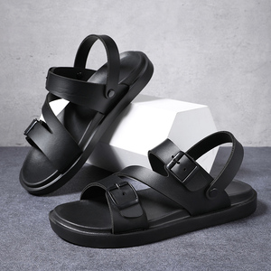 Sandales de plage en cuir ajustables pour hommes, style classique d'extérieur, confortables, flexibles et antidérapantes - Product Image 1