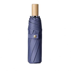 Paraguas Plegable Automático de Tres Pliegues y 8 Paneles con Mango de Madera, Personalizado para Regalos Empresariales y Publicidad, Protección Solar y Contra la Lluvia - Product Image 1