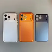 Coque de téléphone portable en alliage couleur originale, anti-traces de doigts, design épuré, avec grande fenêtre de visualisation pour 13/14/15/16/17 Pro Max