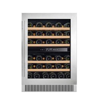 Réfrigérateur à vin vertical homologué ETL pour 52 bouteilles, cadre en bois de hêtre noir, réfrigérateur de présentation de vin rouge