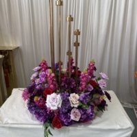 Couronne de fleurs artificielles de luxe IFG, couleurs violet et fuchsia, centre de table pour mariage et décoration de table à manger