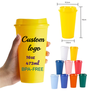 Gepersonaliseerde logo herbruikbare koffiebekers met deksels 16 oz reisbekers magnetronbestendige plastic tumblers mokken voor cadeaus feestjes warme en koude dranken - Product Image 1