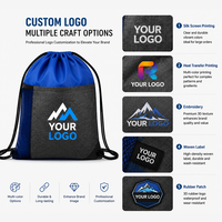 Mochila con Cordón y Logotipo Personalizado, Bolsas de Gimnasio y Lavandería de Poliéster 210D, Bolsas Resistentes al Agua con Logotipo Impreso