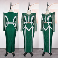 Robe de soirée grande taille J70 élégante à col rond ornée de strass et de perles, robes de cérémonie pour femmes, robes d'église africaines pour femmes + ceinture