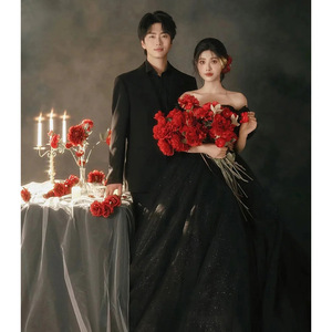 Helburn Strapless Black Tulle Ball Gown Wedding Dress For Photoshoots Vintage Fashion Evening Dress Natural Waistline - Product Image 1