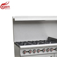Peralatan Dapur Restoran Komersial Kompor Gas 6 Tungku dengan Oven dan Panggangan