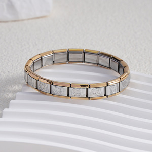 Stainless Steel Italian Modular Bracelet Geometric Cartoon Design Unisex Jewelry DIY Combination Elastic Band - Product Image 4