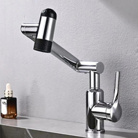 Robinet de salle de bain en acier inoxydable, eau chaude et froide, robinet de lavabo universel, bec pivotant rotatif