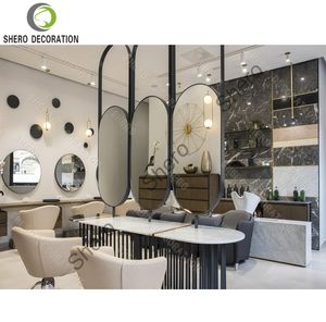 Juego de Muebles Profesionales para Barbería, Estación de Espejo Personalizada y Duradera con Luz, Mueble de Exhibición de Madera para Salón de Belleza - Product Image 1