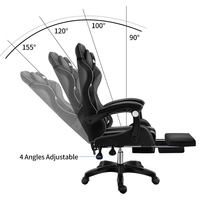 Siège ergonomique de joueur avec support lombaire réglable et repose-pieds en tissu imperméable pour PC/console de jeu