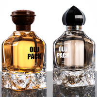 Flacon de parfum en verre carré vide de 50 ml pour homme, best-seller en gros, avec bouchon noir
