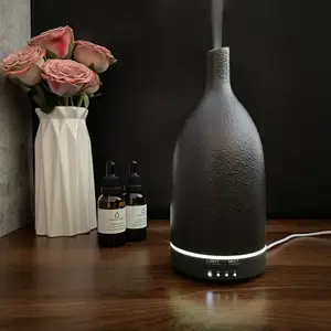 Office/Home/Spa Room Custom Black Ceramic Aroma Diffuser Smart Decorative Humidifier Ultrasonic Aroma Oil Diffuser