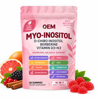 Gummies de Myo-Inositol à Marque Blanche avec Berbérine, Vitamines D3, K2, Folate, Zinc, Magnésium – Soutien Hormonal Quotidien pour Femmes
