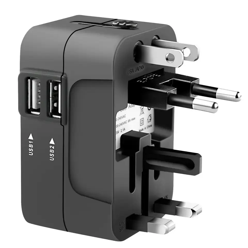 2023Best Selling travel adapter with dual usb port universal adaptor with US EU UK plug adapter