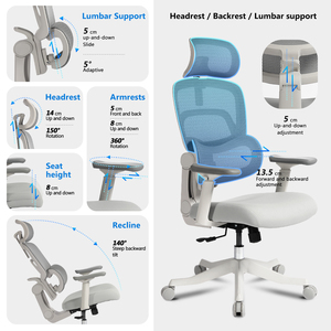 Silla de Oficina Ergonómica para Adolescentes con Certificación BIFMA CE, Reposabrazos Ajustables y Soporte Lumbar Adaptativo para el Hogar, Dormitorio y Estudio - Product Image 3