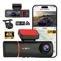 Nouvelle boîte noire de voiture HD 4K 3,16 pouces avec double objectif avant et intérieur 170° °   Caméra embarquée grand angle GPS WiFi avec enregistrement en boucle et vision nocturne