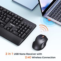 Souris et clavier Meetion C4130 Blootuth, frappe naturelle, 2,4 GHz, multi-systèmes, mini clavier et souris sans fil 2,4 GHz