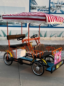 Biciclette Elettriche Tandem a Quattro <span class=keywords><strong>Ruote</strong></span> per Visite Panoramiche, <span class=keywords><strong>con</strong></span> Telaio in Acciaio, <span class=keywords><strong>Ruote</strong></span> da 20 Pollici, Freni a Cavo, <span class=keywords><strong>4</strong></span>/6 Posti - Product Image 4