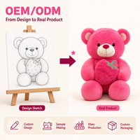 Ours en peluche avec coussin fraise, rose doux, cadeau de la Saint-Valentin