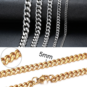 <strong>Custom</strong> Black Gold Silver <strong>Chain</strong> Choker Necklace Stainless Steel <strong>Men</strong> Jewelry Necklace - Product Image 6