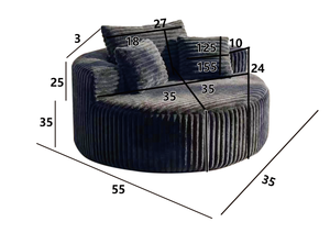 <span class=keywords><strong>Canapé</strong></span> modulaire rond, <span class=keywords><strong>canapé</strong></span> circulaire surdimensionné de 55 pouces, rembourré en velours côtelé, avec 3 coussins - Product Image 4