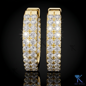 Lab Grown CVD HPHT Diamond Double Row Pave Huggie <b>Hoop</b> <b>Earrings</b> 14K 18K <b>Solid</b> Gold Fine Women Jewelry - Product Image 1