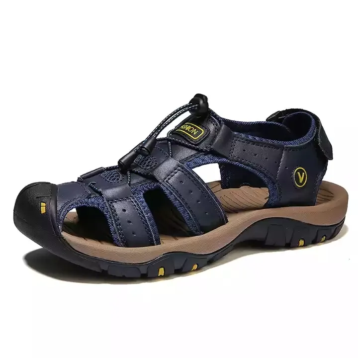 New Arrival Large Size Fashion Real Genuine Leather Outdoor Summer Beach Men Leather Sandals