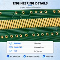 Papan PCB Backplane Penyimpanan NVMe Server AI - 12 Lapisan High TG Multilayer ENIG untuk Perakitan PCBA Elektronik Pusat Data