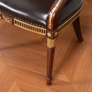 <span class=keywords><strong>Fauteuil</strong></span> de luxe de style <span class=keywords><strong>Louis</strong></span> <span class=keywords><strong>XVI</strong></span>, sculpté à la main en acajou massif avec finition dorée, revêtement en cuir velours rouge pour villa - Product Image 5