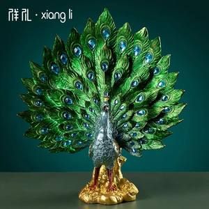 อุปกรณ์ตกแต่งบ้านสไตล์ยุโรปทันสมัยสำหรับทางเข้าบ้านสุดสร้างสรรค์ของตกแต่งตู้เก็บไวน์รูปนกยูงของขวัญแต่งงานงานฝีมือทำจากเรซินใหม่ - Product Image 3