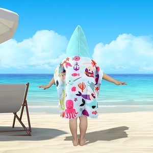 Microfiber /Cotton Soft Quick Dry <strong>Children</strong> Hooded Poncho <strong>Towels</strong>, Beach Changing Robe Bath <strong>Towel</strong> Poncho - Product Image 1