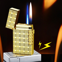 Briquet à double flamme DEBANG, briquet torche directe, briquet à flamme ouverte, briquet à cigare, briquet à cigarettes, alliage de zinc, 2 allumages, haute qualité