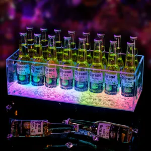 Cubos de champán LED personalizados al por mayor, cubo de hielo enfriador, bañeras para bebidas, barras de cubo de cerveza y champán iluminadas, fiesta nocturna